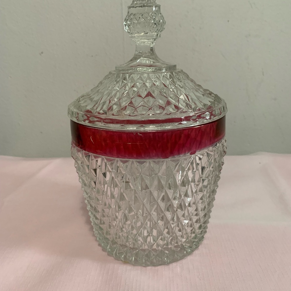 Indiana Glass Diamond Point, Ruby Flash Ice Bucket - Picture 5 of 7